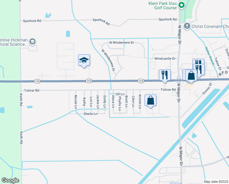 map of restaurants, bars, coffee shops, grocery stores, and more near 7888-7898 Tolivar Road in Beaumont