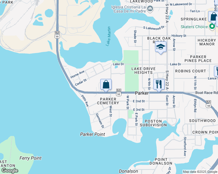 map of restaurants, bars, coffee shops, grocery stores, and more near 852 West Street in Panama City