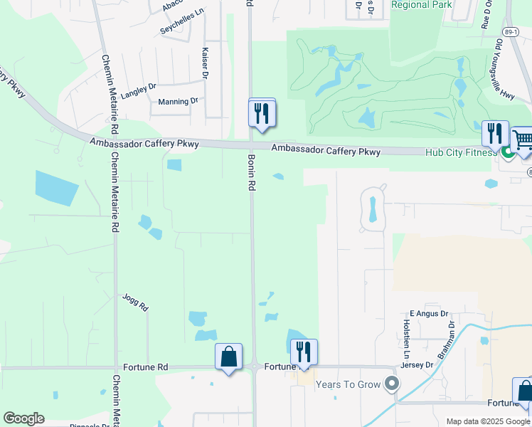 map of restaurants, bars, coffee shops, grocery stores, and more near 1618 Bonin Road in Youngsville
