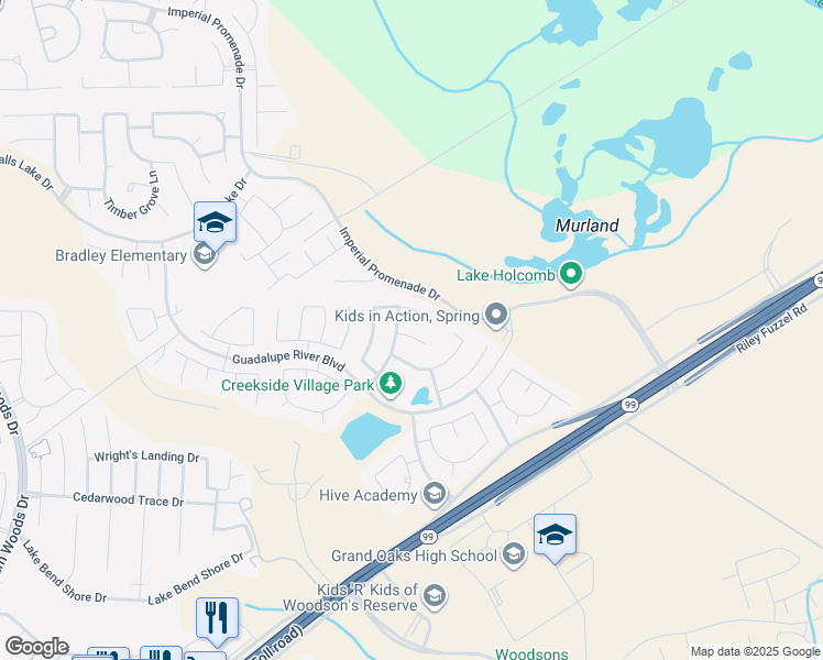 map of restaurants, bars, coffee shops, grocery stores, and more near 4611 Canadian River Court in Spring