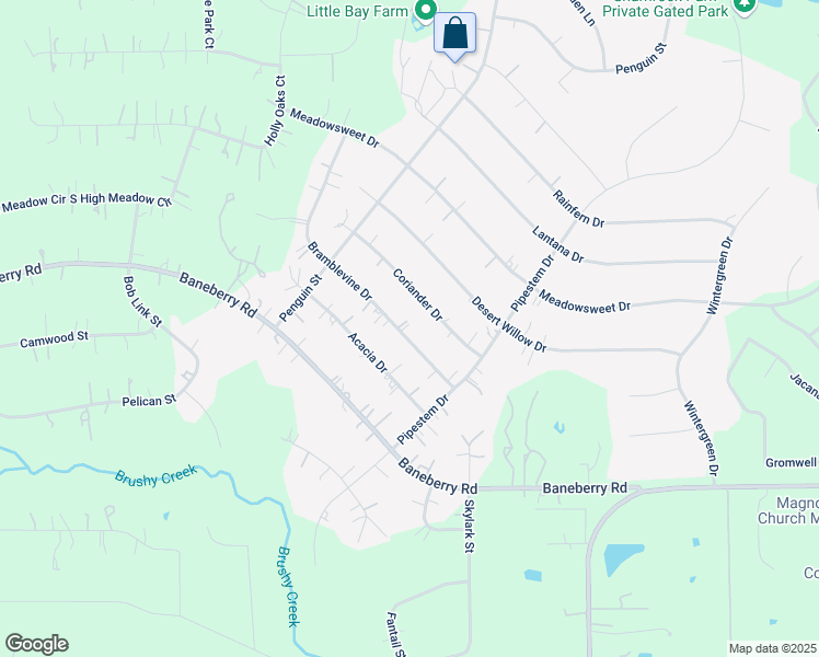 map of restaurants, bars, coffee shops, grocery stores, and more near 22718 Bramblevine Drive in Magnolia
