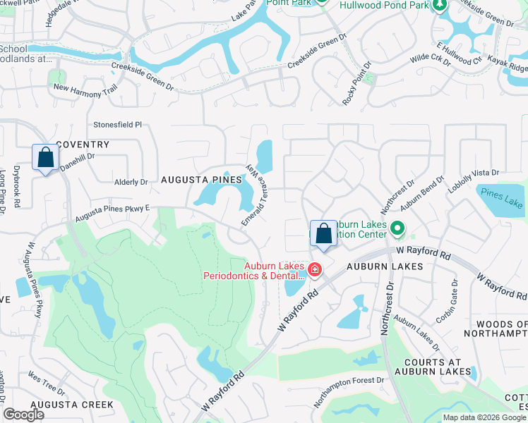 map of restaurants, bars, coffee shops, grocery stores, and more near 25706 Emerald Terrace Way in Spring