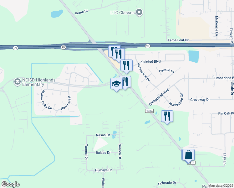 map of restaurants, bars, coffee shops, grocery stores, and more near 18690 Cumberland Boulevard in Porter
