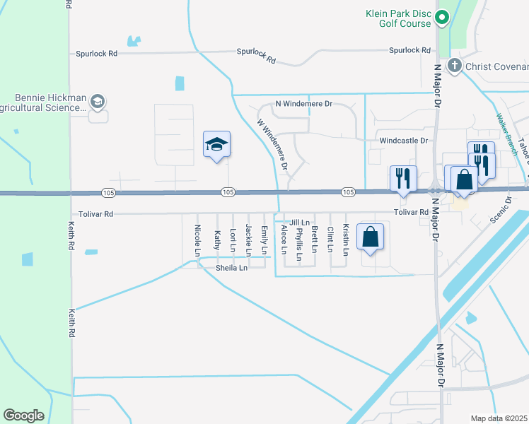 map of restaurants, bars, coffee shops, grocery stores, and more near 7898 Tolivar Road in Beaumont