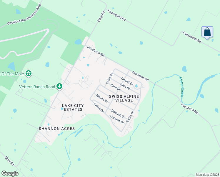 map of restaurants, bars, coffee shops, grocery stores, and more near 14604 Zurick Drive in Del Valle