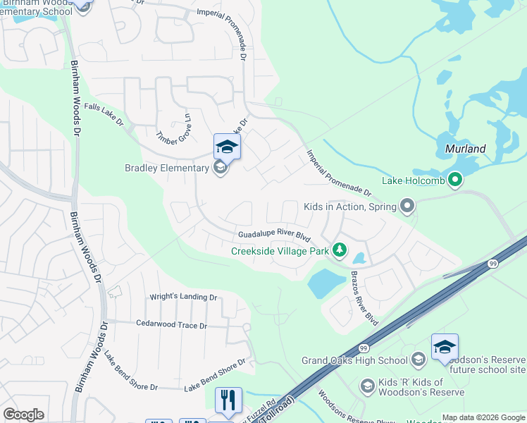 map of restaurants, bars, coffee shops, grocery stores, and more near 29003 West Pecos River Court in Spring