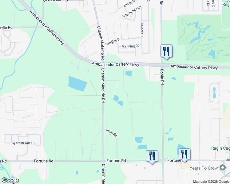 map of restaurants, bars, coffee shops, grocery stores, and more near 417 Rue Canard in Youngsville