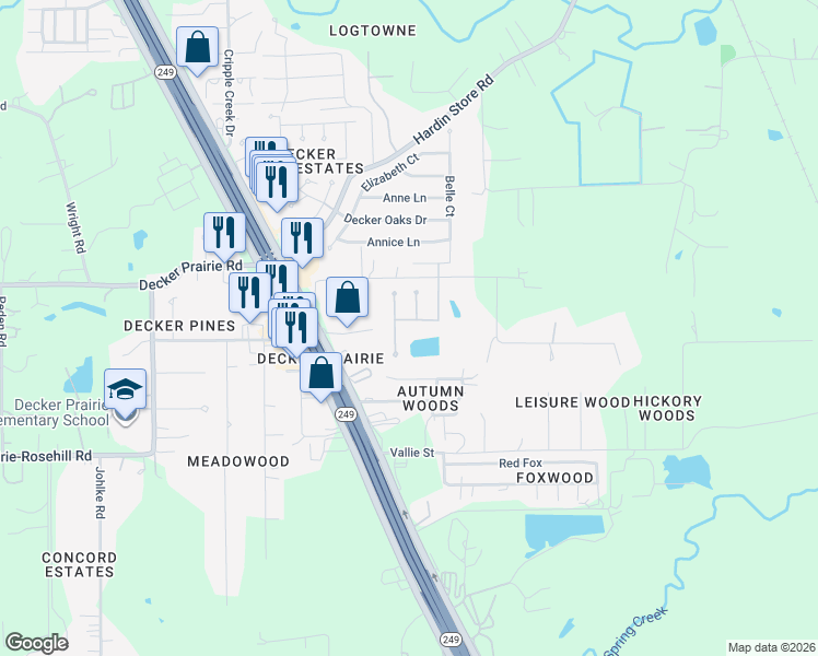 map of restaurants, bars, coffee shops, grocery stores, and more near 32035 Sara Lane in Pinehurst