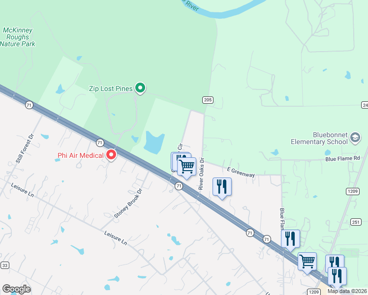 map of restaurants, bars, coffee shops, grocery stores, and more near 137 Colorado Circle in Cedar Creek