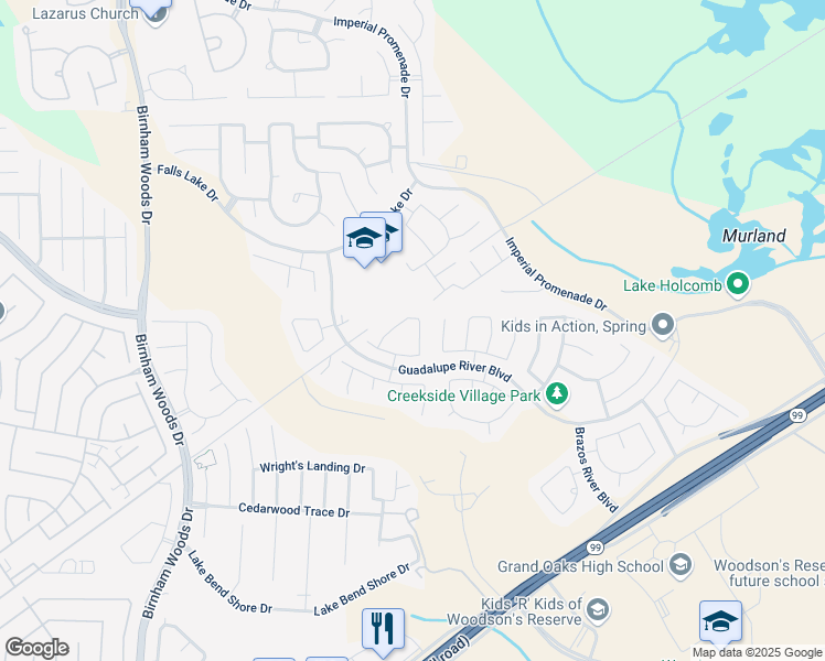 map of restaurants, bars, coffee shops, grocery stores, and more near 4283 Medina River Loop in Spring
