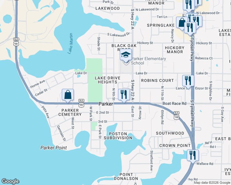 map of restaurants, bars, coffee shops, grocery stores, and more near 815 North 9th Street in Panama City
