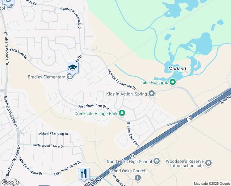 map of restaurants, bars, coffee shops, grocery stores, and more near 29023 Trinity River Drive in Spring