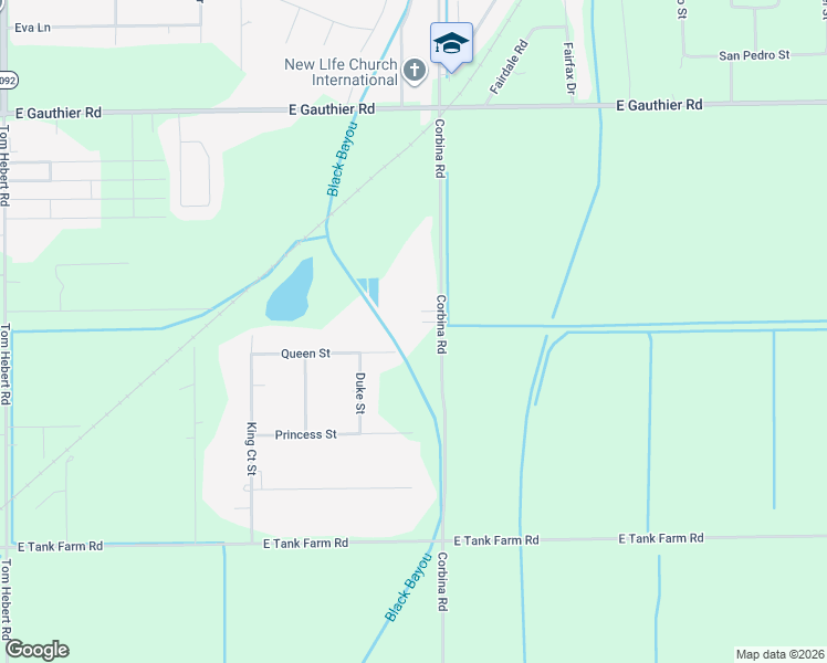 map of restaurants, bars, coffee shops, grocery stores, and more near 7134 Corbina Road in Lake Charles