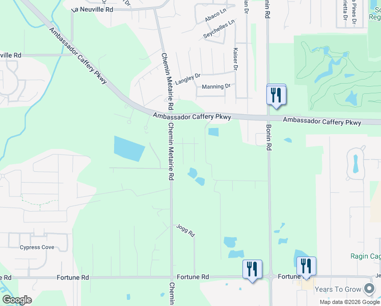 map of restaurants, bars, coffee shops, grocery stores, and more near 307 Rue Canard in Youngsville