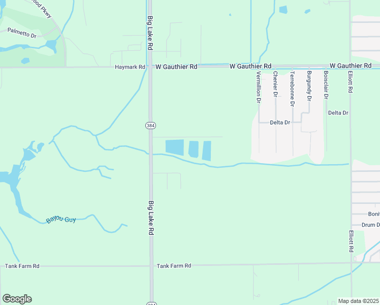 map of restaurants, bars, coffee shops, grocery stores, and more near 7287 Big Lake Road in Lake Charles