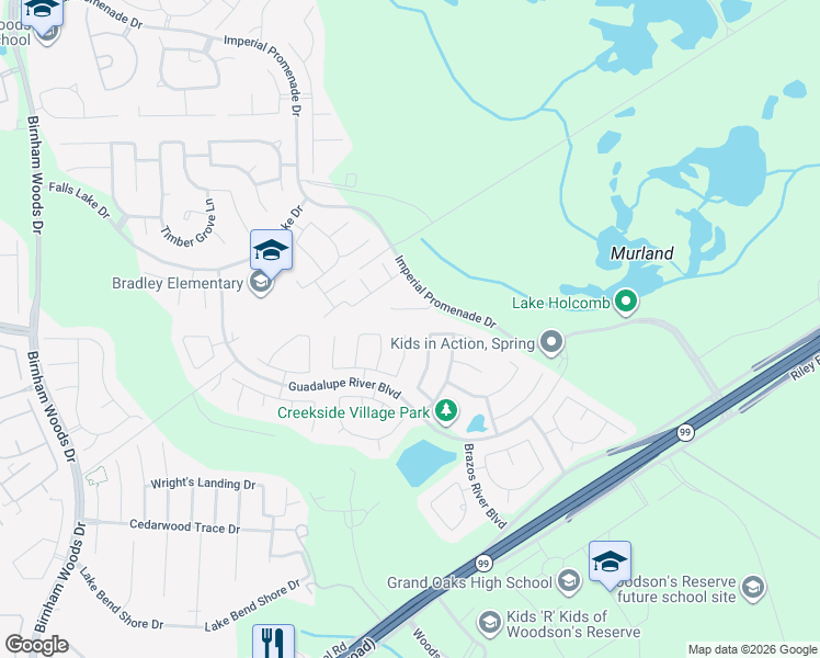 map of restaurants, bars, coffee shops, grocery stores, and more near 29030 East Pecos River Court in Spring