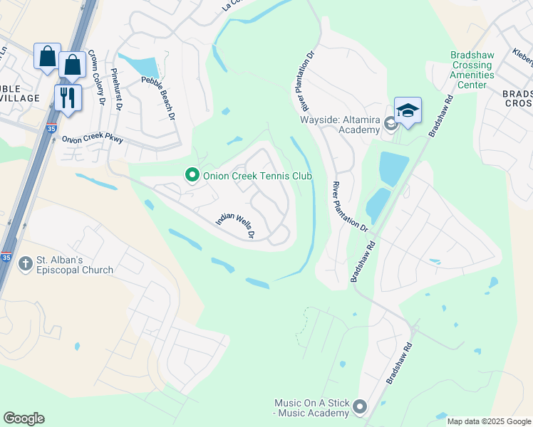 map of restaurants, bars, coffee shops, grocery stores, and more near 4704 Merion Cricket Drive in Austin