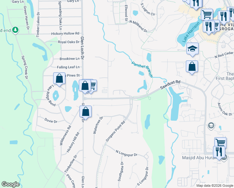 map of restaurants, bars, coffee shops, grocery stores, and more near 7 Heathcote Court in Spring