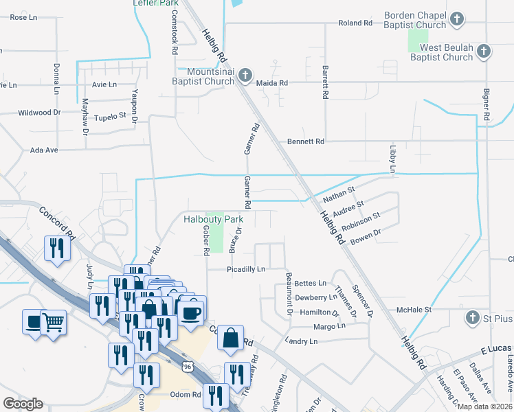 map of restaurants, bars, coffee shops, grocery stores, and more near 5670 Kingswood Drive in Beaumont