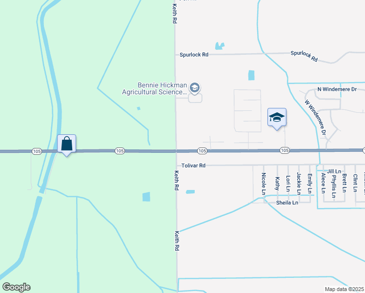 map of restaurants, bars, coffee shops, grocery stores, and more near 8690 Texas 105 in Beaumont