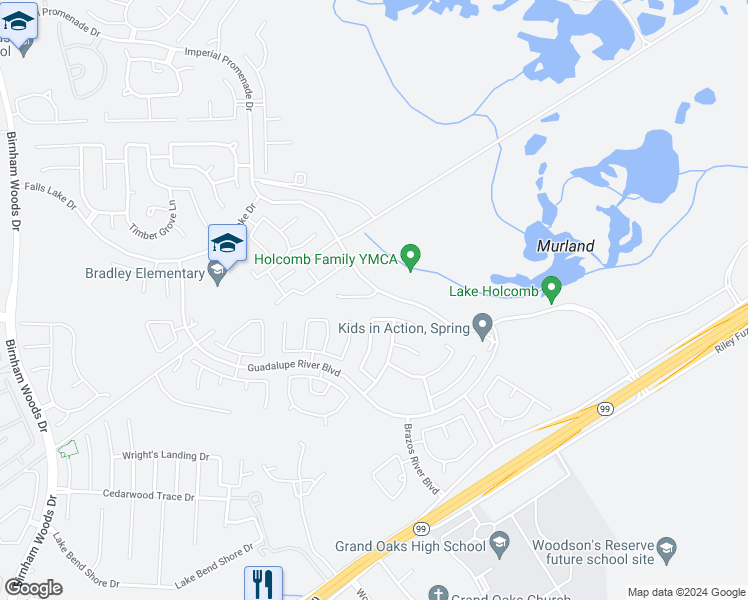 map of restaurants, bars, coffee shops, grocery stores, and more near 4140 Judith Forest Court in The Woodlands