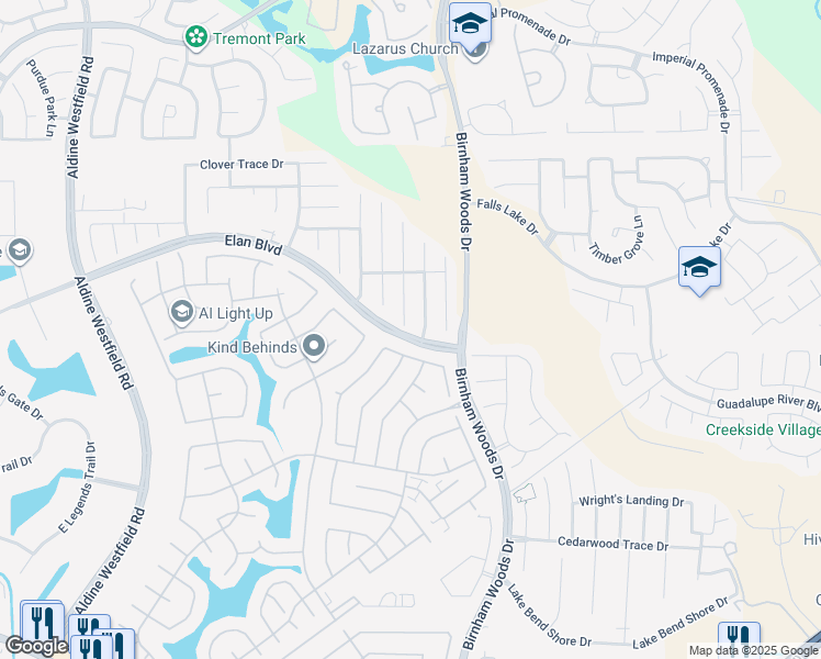 map of restaurants, bars, coffee shops, grocery stores, and more near 30502 Lavender Trace Drive in Spring