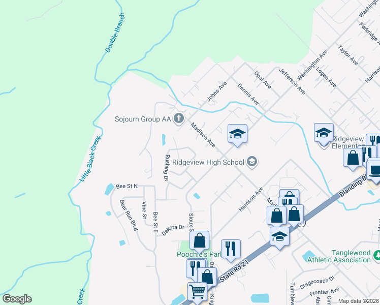 map of restaurants, bars, coffee shops, grocery stores, and more near 1270 Cutlass Road in Orange Park