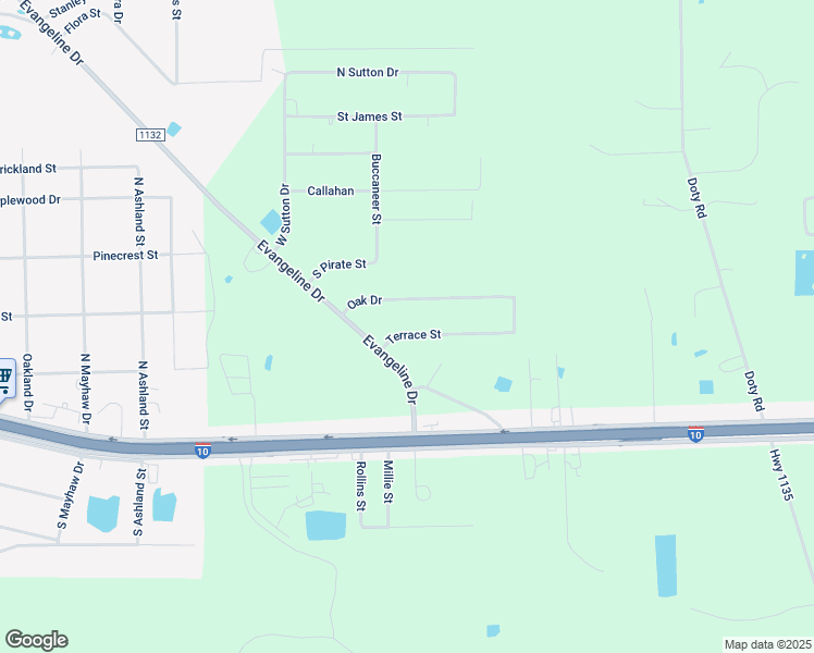 map of restaurants, bars, coffee shops, grocery stores, and more near 4135 Terrace Street in Vidor