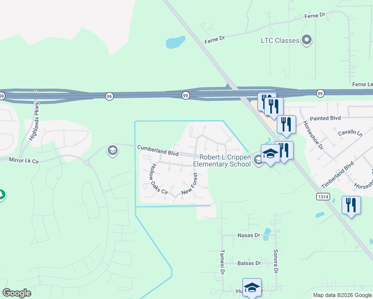 map of restaurants, bars, coffee shops, grocery stores, and more near 18376 Ten Oaks Court in Porter