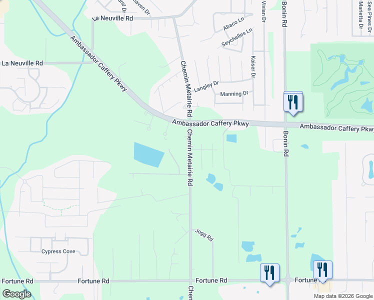 map of restaurants, bars, coffee shops, grocery stores, and more near 428 Chemin Metairie Road in Youngsville