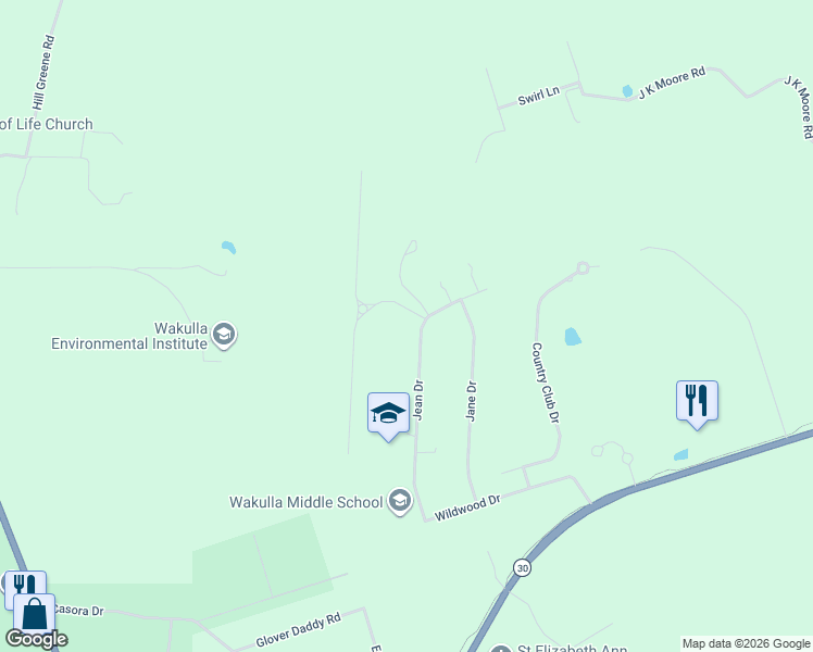 map of restaurants, bars, coffee shops, grocery stores, and more near 154 Jean Drive in Crawfordville