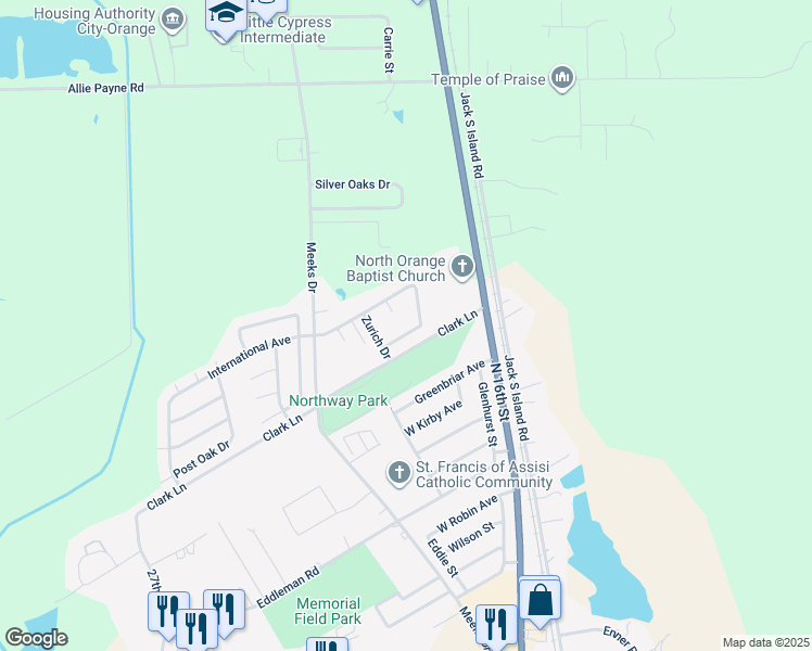 map of restaurants, bars, coffee shops, grocery stores, and more near 1900 Amsterdam Avenue in Orange