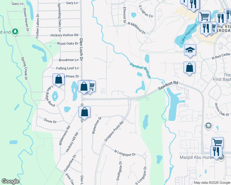 map of restaurants, bars, coffee shops, grocery stores, and more near 15 Heathcote Court in Spring
