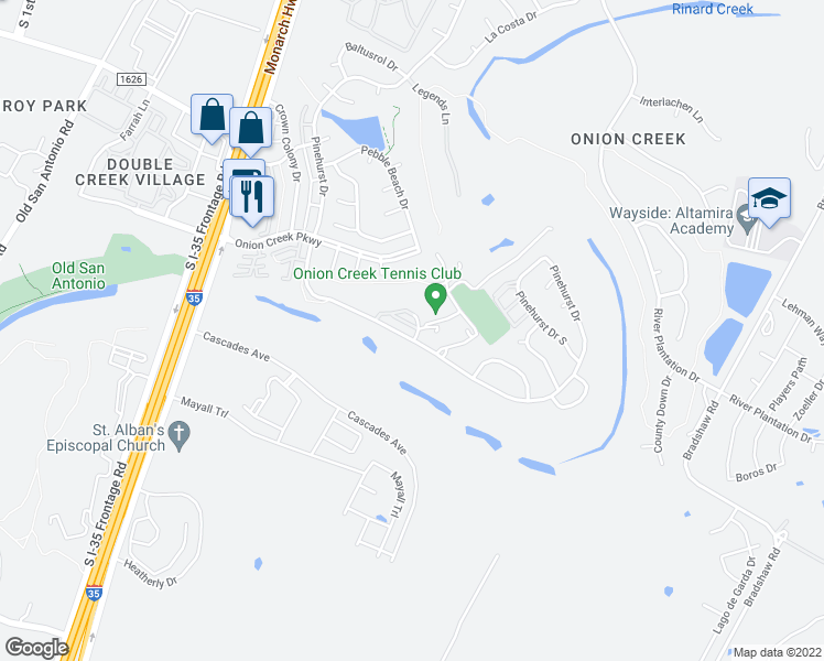 map of restaurants, bars, coffee shops, grocery stores, and more near 11133 Pinehurst Drive in Austin