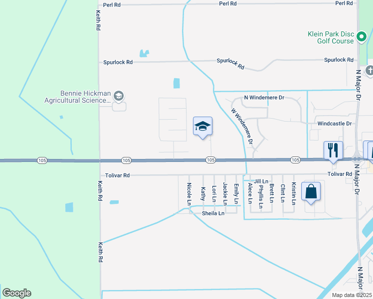 map of restaurants, bars, coffee shops, grocery stores, and more near 8200 Texas 105 in Beaumont