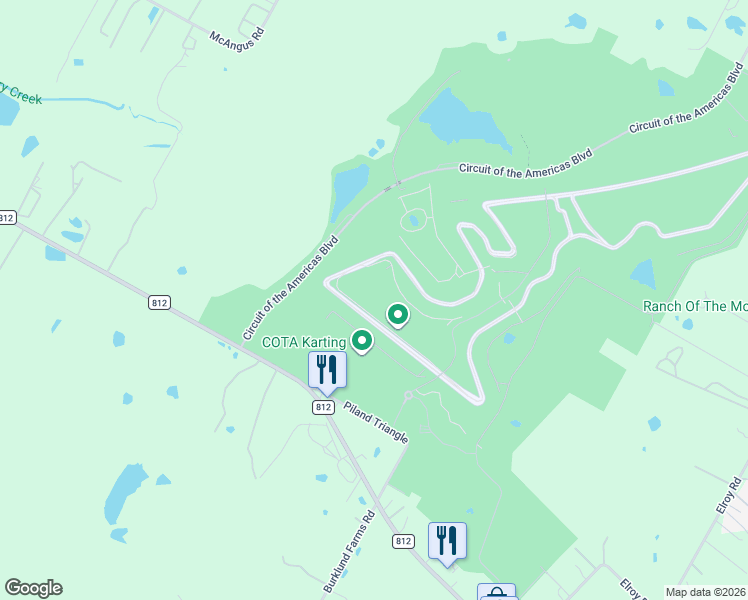 map of restaurants, bars, coffee shops, grocery stores, and more near 9201 Circuit of the Americas Boulevard in Austin