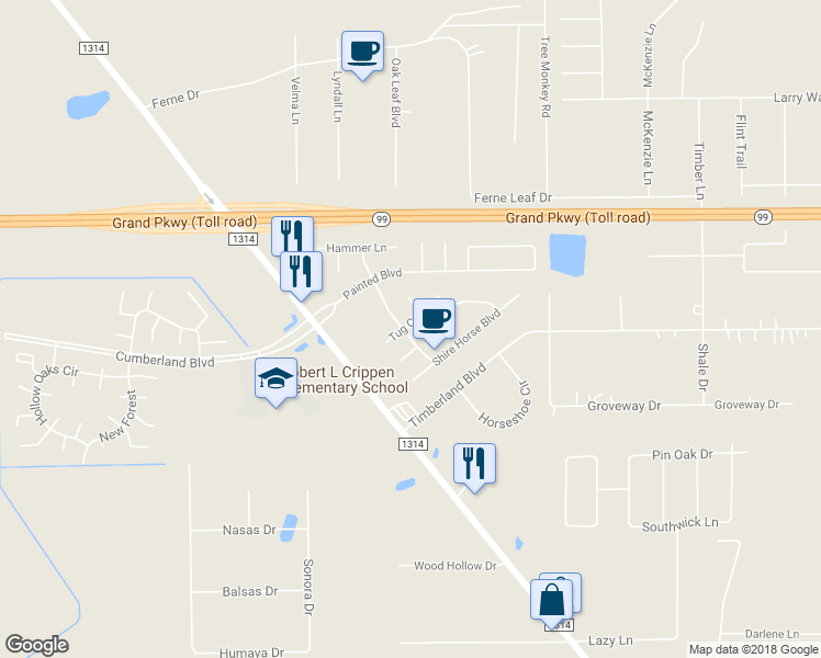 map of restaurants, bars, coffee shops, grocery stores, and more near 21675 Horseshoe Drive in Porter
