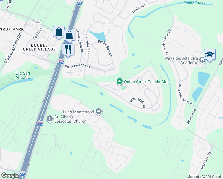 map of restaurants, bars, coffee shops, grocery stores, and more near 11133 Pinehurst Drive in Austin