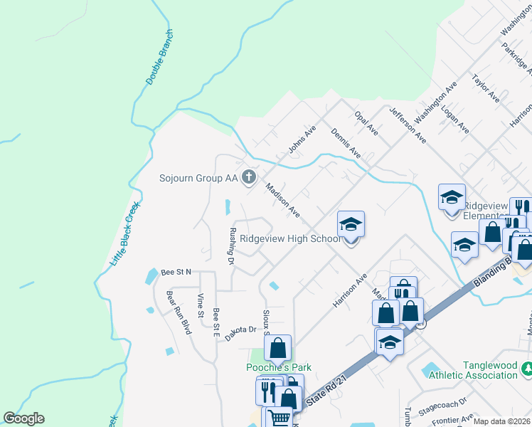 map of restaurants, bars, coffee shops, grocery stores, and more near 1270 Cutlass Road in Orange Park
