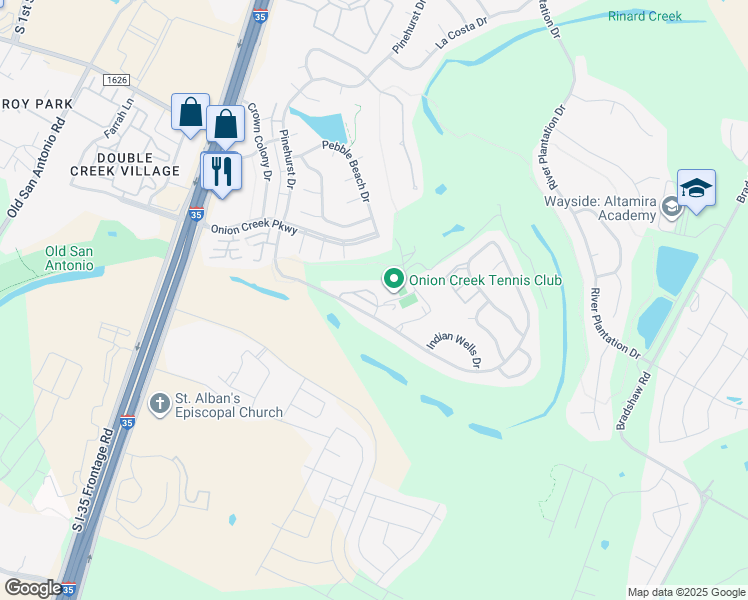 map of restaurants, bars, coffee shops, grocery stores, and more near 11133 Pinehurst Drive in Austin