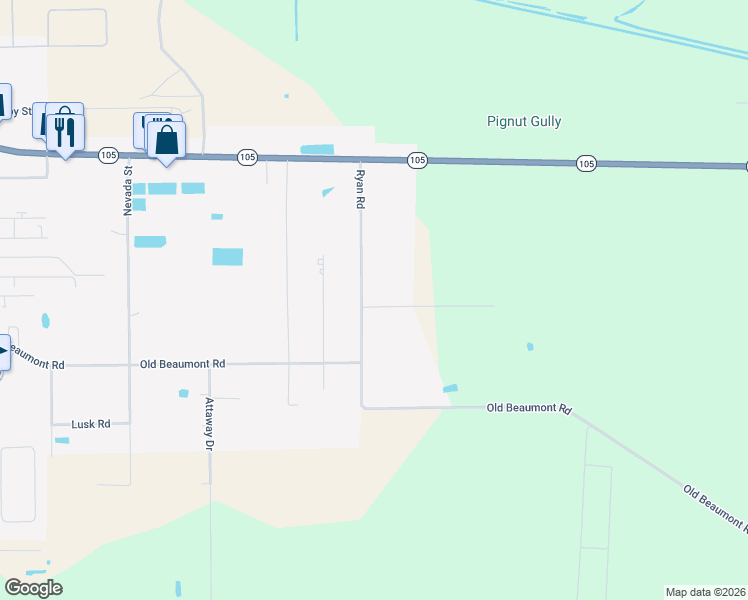map of restaurants, bars, coffee shops, grocery stores, and more near 1155 Cuniff Road in Sour Lake