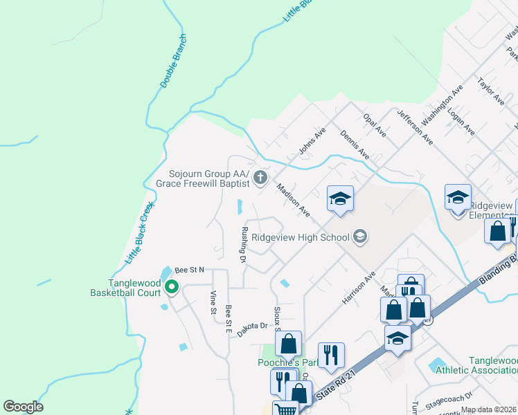 map of restaurants, bars, coffee shops, grocery stores, and more near 1243 Tahoe Court in Orange Park
