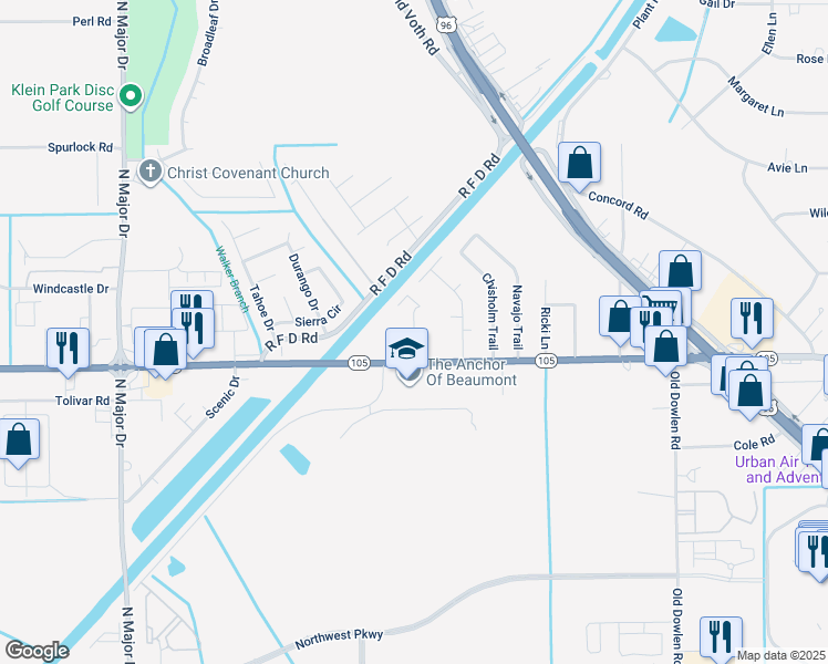 map of restaurants, bars, coffee shops, grocery stores, and more near 6050 Alpine Circle in Beaumont