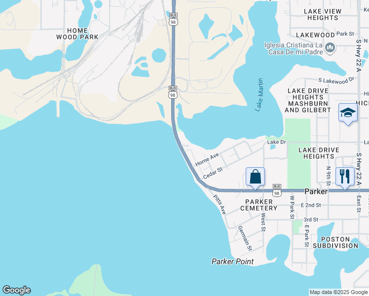map of restaurants, bars, coffee shops, grocery stores, and more near 101 Morris Drive in Panama City