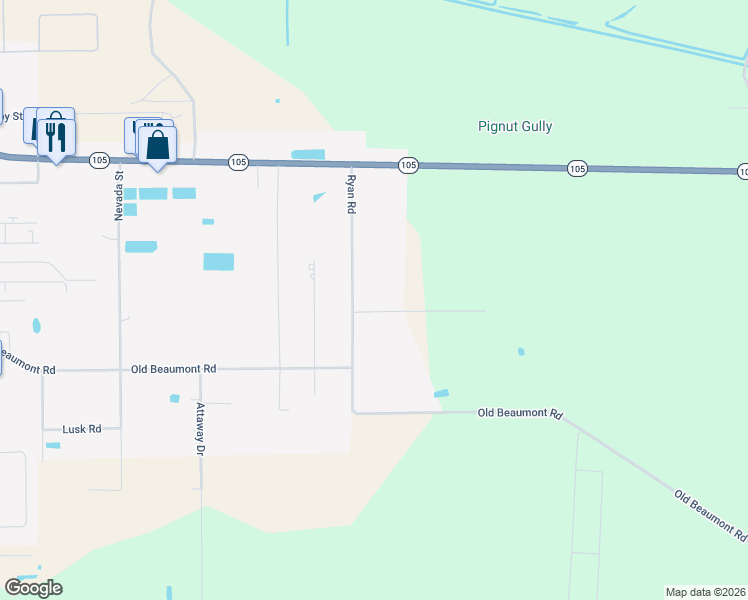 map of restaurants, bars, coffee shops, grocery stores, and more near 1155 Cuniff Road in Sour Lake
