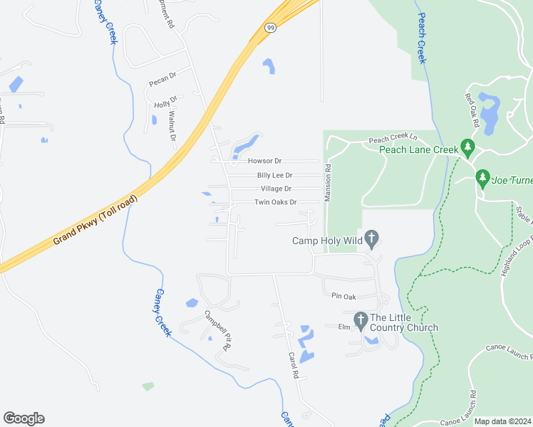 map of restaurants, bars, coffee shops, grocery stores, and more near 25110 Twin Oaks Drive in New Caney