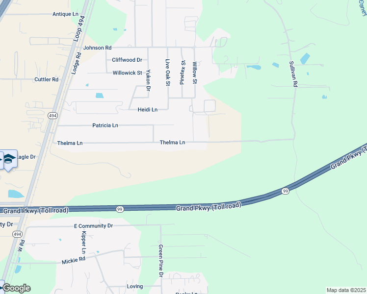map of restaurants, bars, coffee shops, grocery stores, and more near 23569 Thelma Lane in New Caney