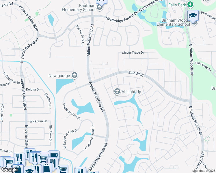 map of restaurants, bars, coffee shops, grocery stores, and more near 3007 Hopeton Drive in Spring