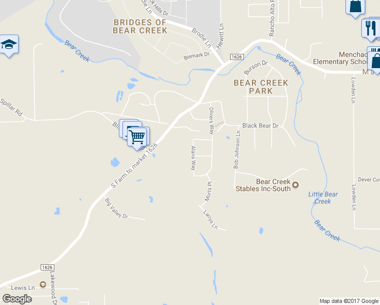 map of restaurants, bars, coffee shops, grocery stores, and more near 13100 Alans Way in Manchaca