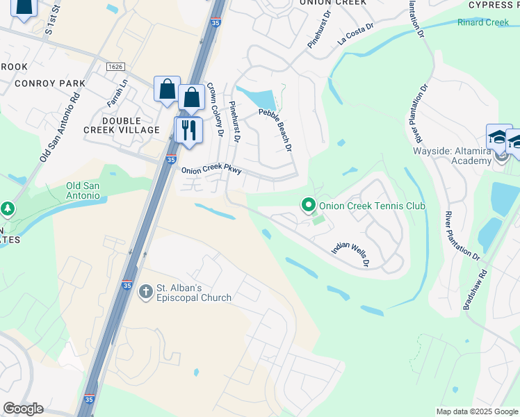 map of restaurants, bars, coffee shops, grocery stores, and more near 11119c Pinehurst Drive in Austin